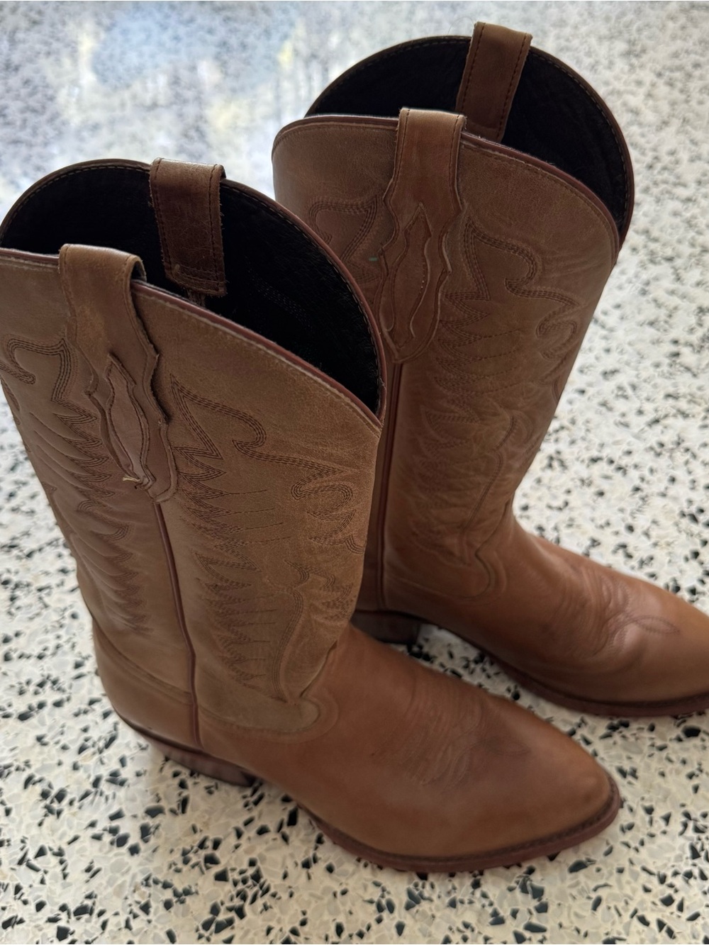 Tony Lama Tascosa 3018 Mens 8.5D Leather Western Cowboy Boots Suntan Cowhide